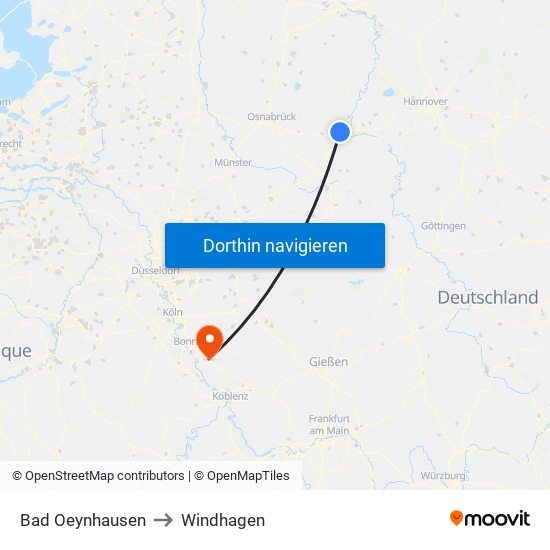 Bad Oeynhausen to Windhagen map