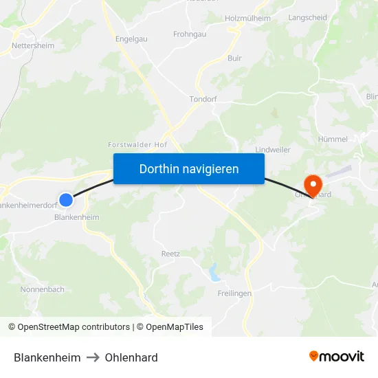 Blankenheim to Ohlenhard map