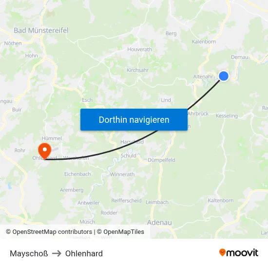 Mayschoß to Ohlenhard map
