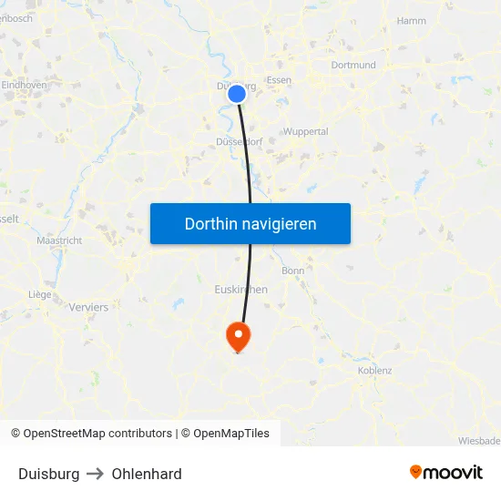Duisburg to Ohlenhard map