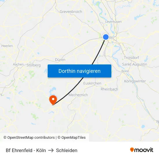 Bf Ehrenfeld - Köln to Schleiden map