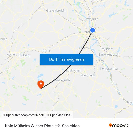 Köln Mülheim Wiener Platz to Schleiden map