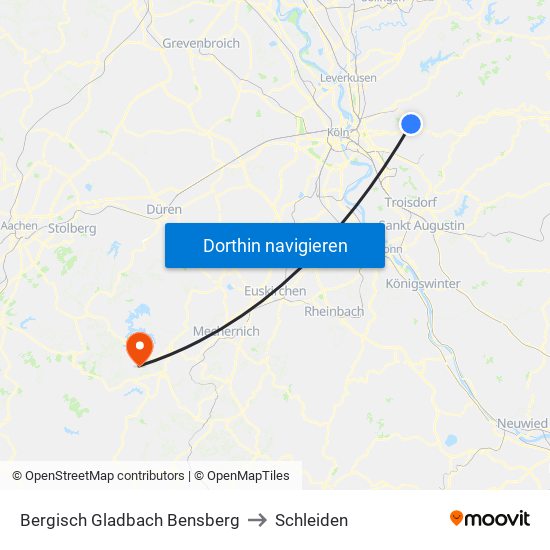 Bergisch Gladbach Bensberg to Schleiden map