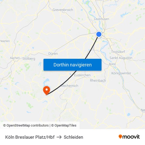 Köln Breslauer Platz/Hbf to Schleiden map