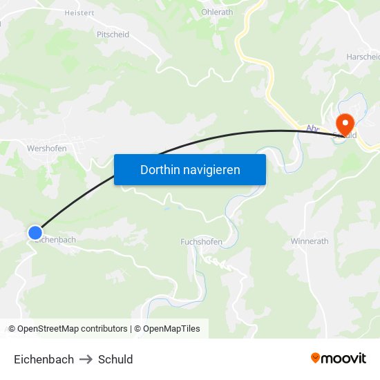Eichenbach to Schuld map