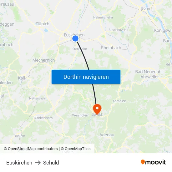 Euskirchen to Schuld map