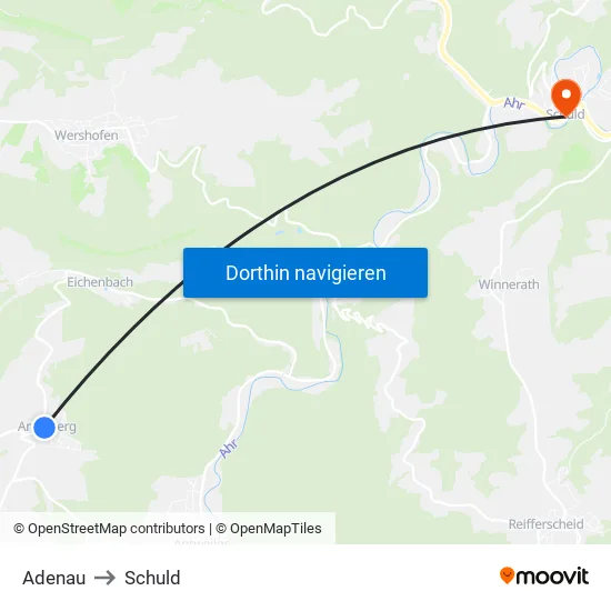 Adenau to Schuld map