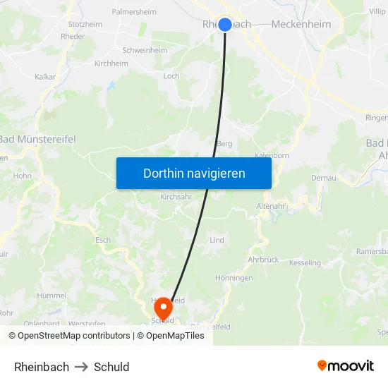 Rheinbach to Schuld map