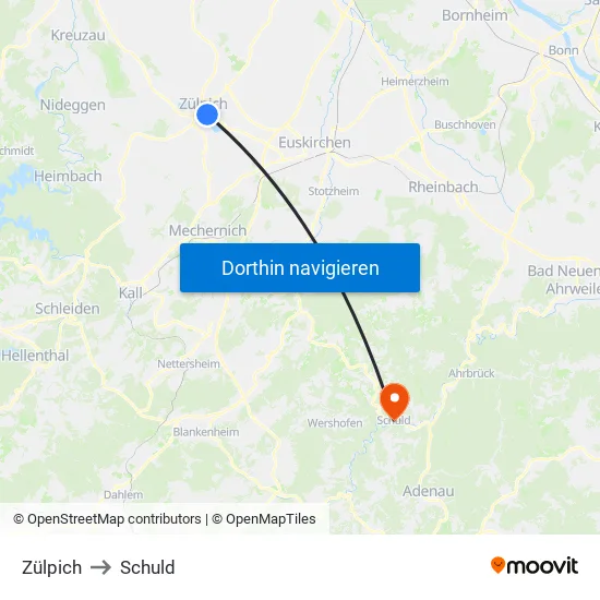 Zülpich to Schuld map
