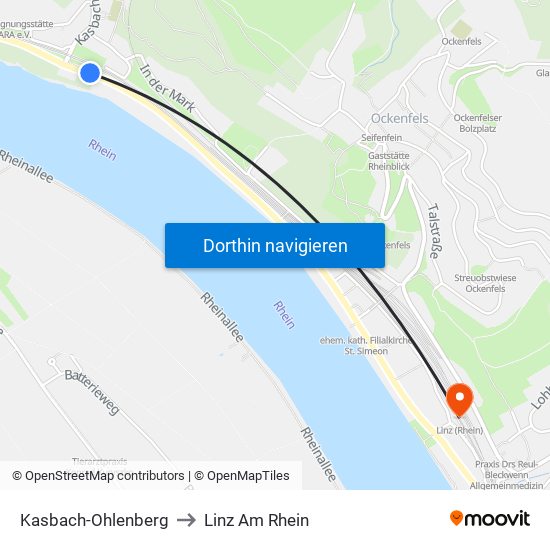 Kasbach-Ohlenberg to Linz Am Rhein map