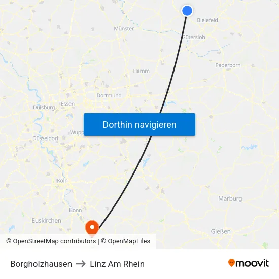 Borgholzhausen to Linz Am Rhein map