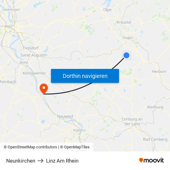 Neunkirchen to Linz Am Rhein map