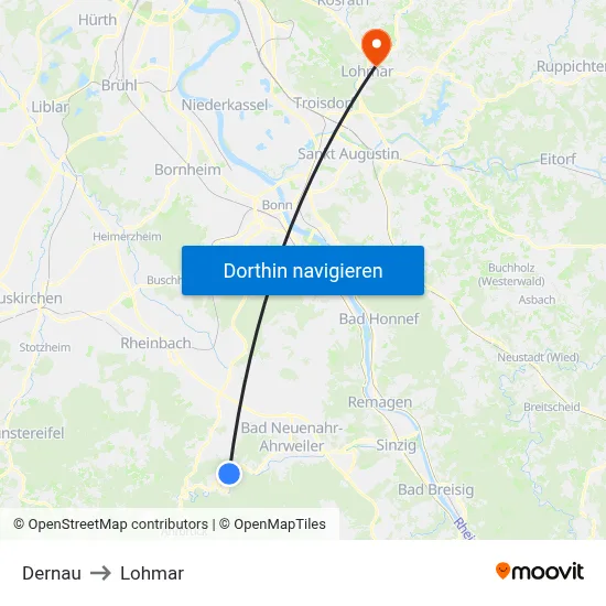 Dernau to Lohmar map