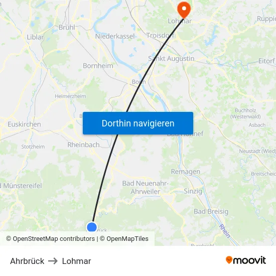 Ahrbrück to Lohmar map