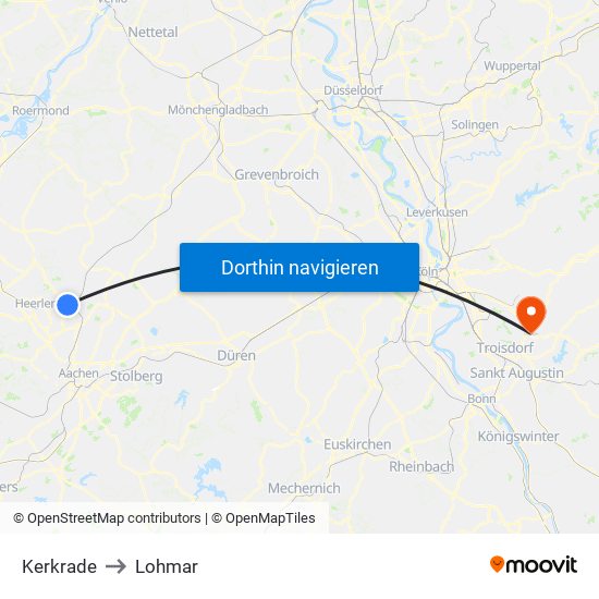 Kerkrade to Lohmar map