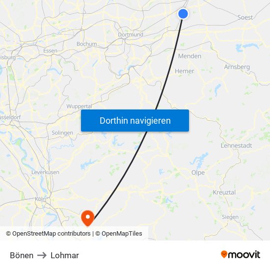 Bönen to Lohmar map