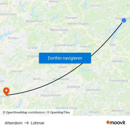 Attendorn to Lohmar map