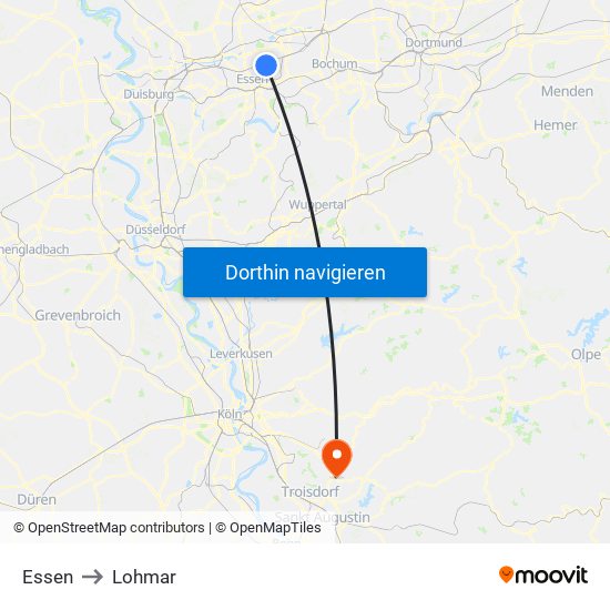 Essen to Lohmar map