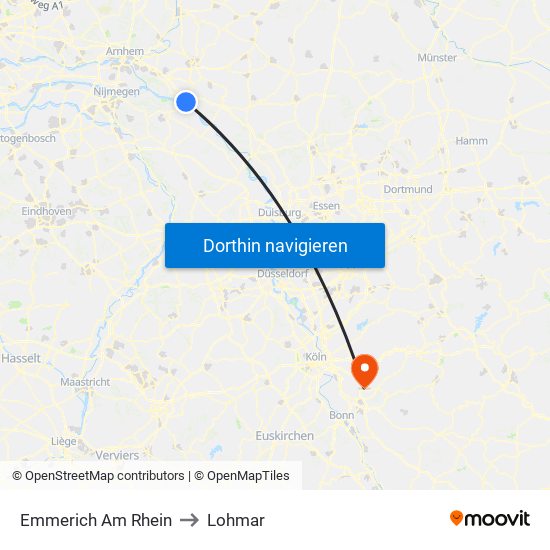 Emmerich Am Rhein to Lohmar map