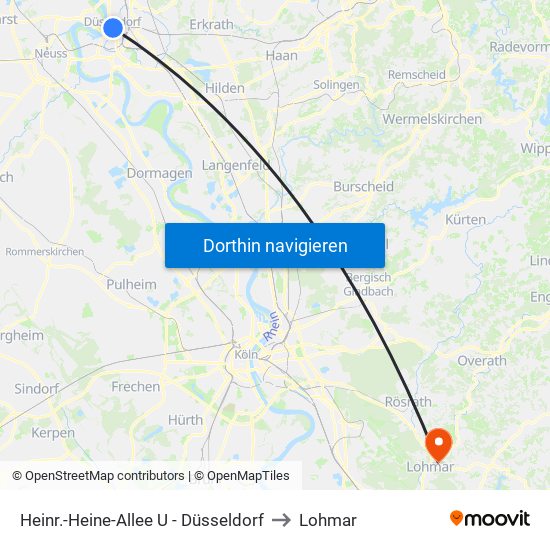 Heinr.-Heine-Allee U - Düsseldorf to Lohmar map