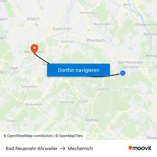 Bad Neuenahr-Ahrweiler to Mechernich map