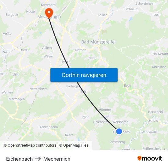 Eichenbach to Mechernich map