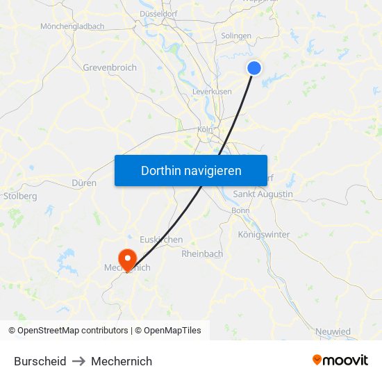 Burscheid to Mechernich map