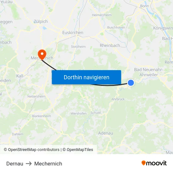 Dernau to Mechernich map