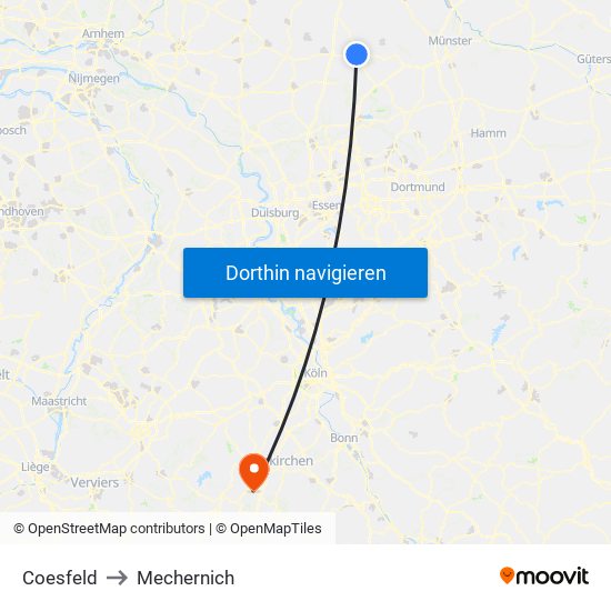 Coesfeld to Mechernich map
