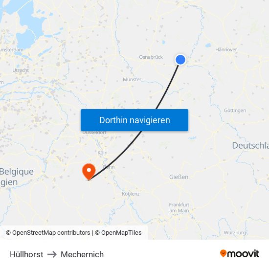 Hüllhorst to Mechernich map