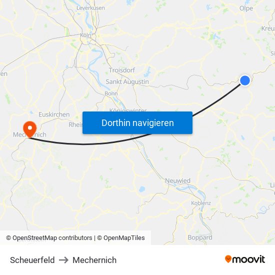 Scheuerfeld to Mechernich map