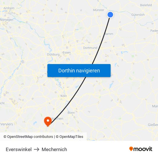 Everswinkel to Mechernich map