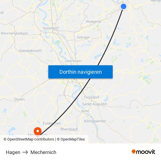 Hagen to Mechernich map