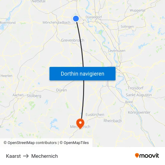 Kaarst to Mechernich map