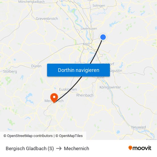 Bergisch Gladbach (S) to Mechernich map
