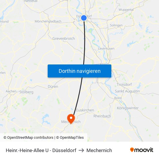 Heinr.-Heine-Allee U - Düsseldorf to Mechernich map