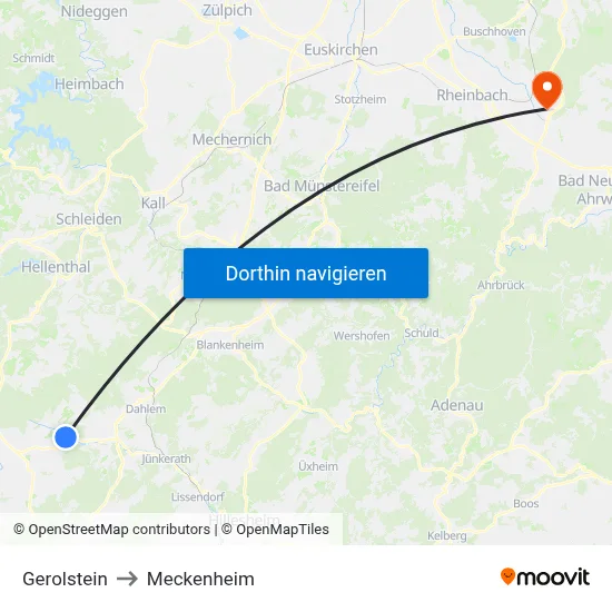 Gerolstein to Meckenheim map