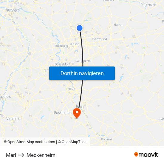 Marl to Meckenheim map