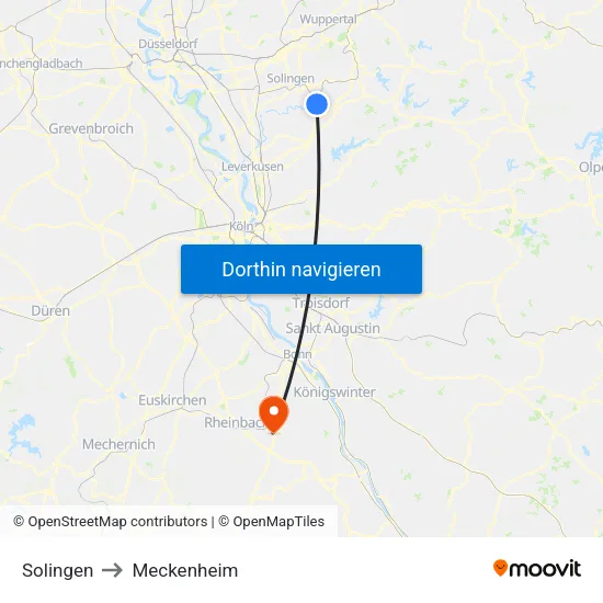 Solingen to Meckenheim map
