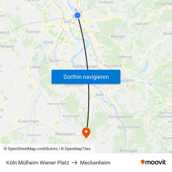 Köln Mülheim Wiener Platz to Meckenheim map