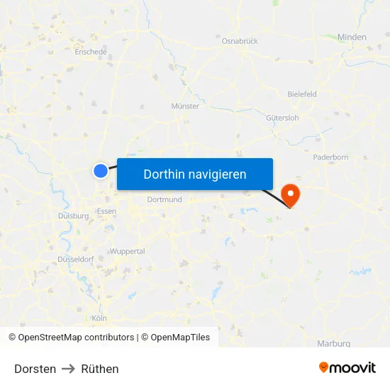 Dorsten to Rüthen map