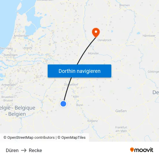 Düren to Recke map