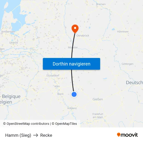Hamm (Sieg) to Recke map