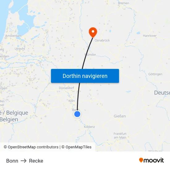Bonn to Recke map