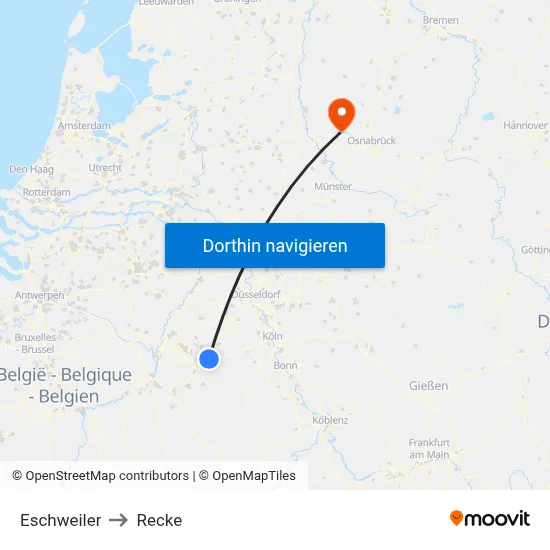 Eschweiler to Recke map