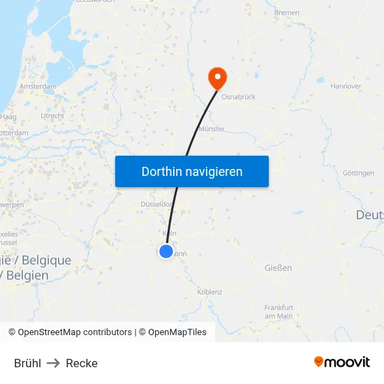 Brühl to Recke map