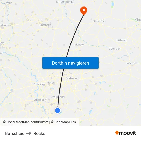 Burscheid to Recke map