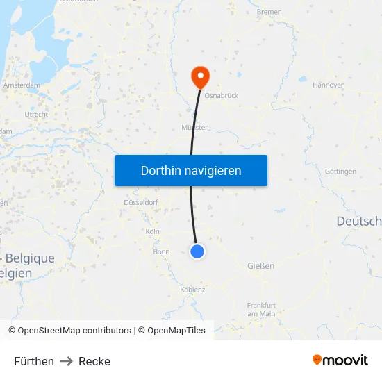 Fürthen to Recke map