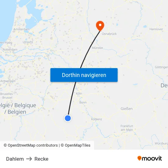 Dahlem to Recke map