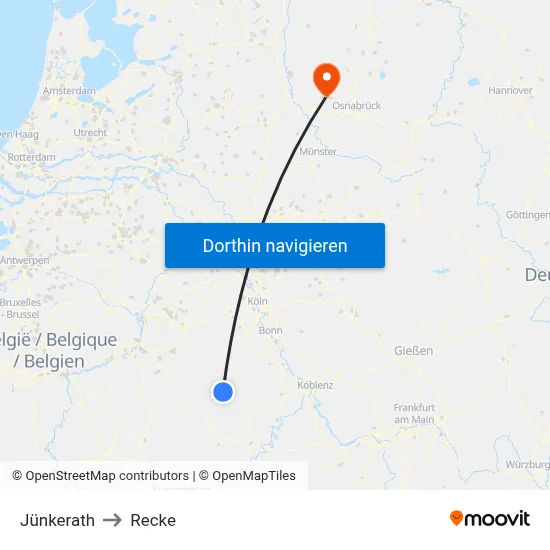Jünkerath to Recke map